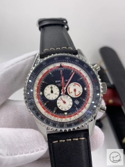 BREITLING New Navitimer Big Black Dial Quartz Chronograph Stainless Steel Leather Strap Men's Watch BBWR222087543930
