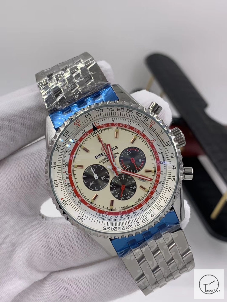 BREITLING New Navitimer Big Blue Dial Quartz Chronograph Stainless Steel Leather Rubber Strap Men's Watch BBWR221977543930