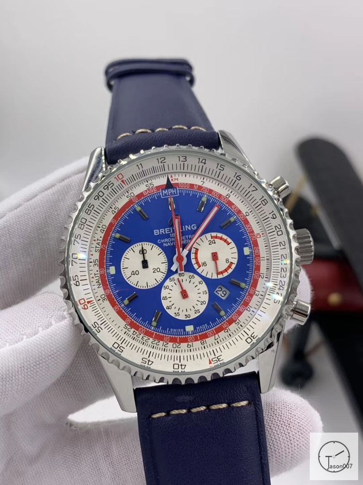 BREITLING New Navitimer Big Black Dial Quartz Chronograph Stainless Steel Leather Strap Men's Watch BBWR222087543930