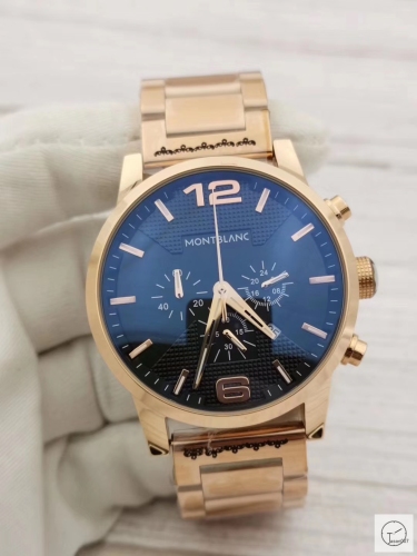 Montblanc Timewalker White Dial Quartz Chronograph Black White Pvd Case Day Date Mens Watch IW376701 Stainless Steel Strap Mens Wristwatches MOB22890560
