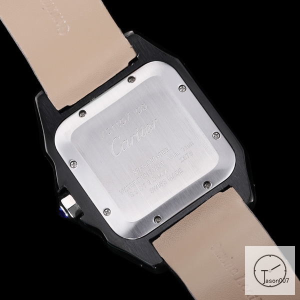 Cartier Santos 100 XL Black Dial Bezel Carban Automatic Movement Brown Leather Strap Womens Watch Fh25656525890