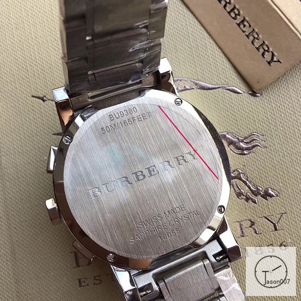 Burberry Silver Dial 42MM Black Dial Silver Case Stainless Quartz Movement Stainless Steel Bracelet Watch Stainless Steel Leather Strap BU9038 Mens Stainless Steel Belt Wristwatches BU255568350