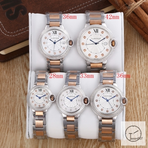 Cartier Ballon Bleu Luxury Silver Diamond DiaL Diamond Bezel EVE Rose Gold Case Quartz Battery Power Stainless Steel Strap Womens Watch Fh222135336565