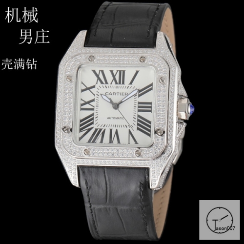 Cartier Santos 100 XL Diamond Case White Dial Automatic Mechincal Movement Leather Strap Womens Watch Fh5160236560