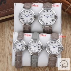 Cartier Ballon Bleu Luxury White Dial Quartz Battery Power Brown Leather Strap Womens Watch Fh11655336500
