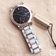 Burberry Black Dial 42MM Two Tone Stainless Quartz Movement Stainless Steel Bracelet Watch Stainless Steel Strap BU9038 Mens Wristwatches BU255068350