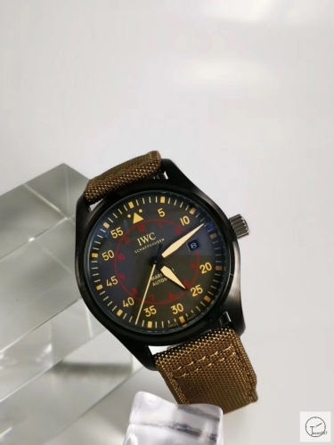IWC PILOT'S SCHAFFHAUSEN Brown Dial SPITFIRE Mark XV2 WATCH AUTOMATIC SPITFIRE AUTOMATIC Mechical IW326801 42MM Stainless Steel Leather Strap Mens Wristwatches ICW22610560