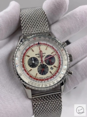 BREITLING New Navitimer Big Silver Dial Quartz Chronograph Stainless Steel Leather Rubber Strap Men's Watch BBWR221997543930