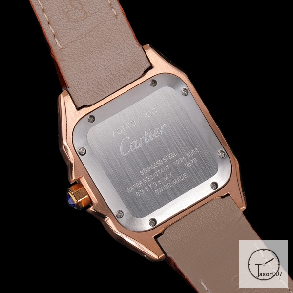 Cartier Santos 100 XL Diamond Bezel Steel Rose Gold Case Luxury White Diamonds Dial Automatic Mechincal Movement Leather Strap Womens Watch Fh3162336580