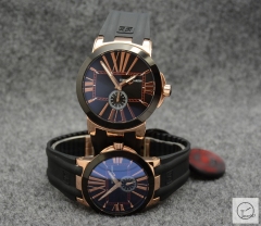 ULYSSE NARDIN Executive Dual Time Cermic Bezel Everose Number Lelocle Suisse 1846 Chronometer Quartz Movement 43MM Silver Dial Rubber Strap Mens Wristwatches UFO353734760