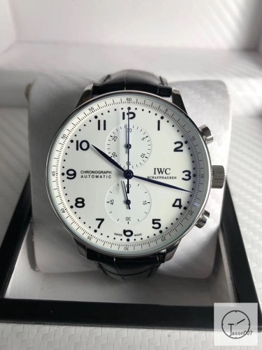 IWC Portugieser Chronograph IW371617 leather Starp 41mm White dial Quart Battery Movement IC22100410