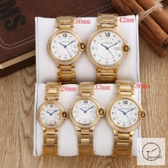 Cartier Ballon Bleu Luxury Silver Diamond DiaL Diamond Bezel EVE Rose Gold Case Quartz Battery Power Stainless Steel Strap Womens Watch Fh222435336565
