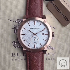 Burberry Silver Dial 42MM Rose Gold Case Stainless Quartz Movement Stainless Steel Bracelet Watch Stainless Steel Leather Strap BU9038 Mens Wristwatches BU255568350