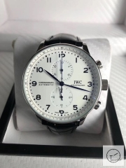 IWC Portugieser Chronograph IW371617 leather Starp 41mm White dial Quart Battery Movement IC22070410