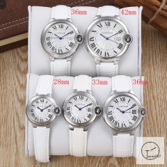 Cartier Ballon Bleu Luxury White Dial Quartz Battery Power White Leather Strap Womens Watch Fh11645336500