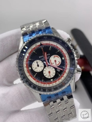 BREITLING New Navitimer Big Blue Dial Quartz Chronograph Stainless Steel Leather Rubber Strap Men's Watch BBWR221987543930