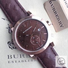 Burberry Brown Dial 42MM Rose Gold Case Stainless Quartz Movement Stainless Steel Bracelet Watch Stainless Steel Leather Strap BU9038 Mens Wristwatches BU255468350