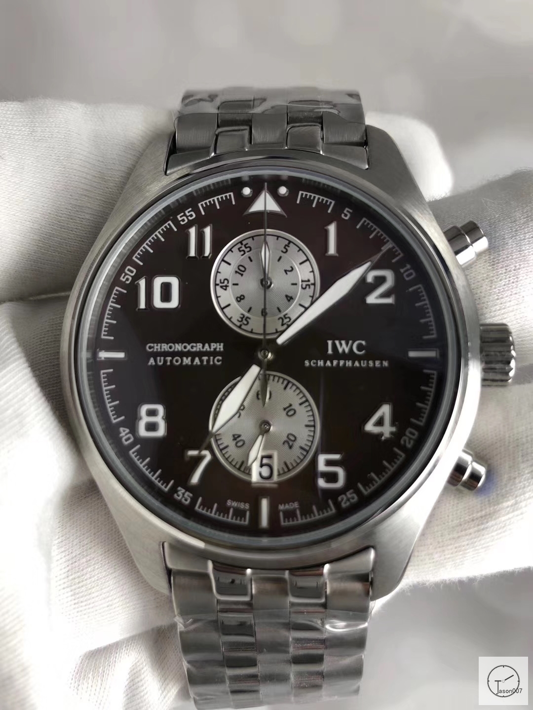IWC Pilots Watch White Dial Chronograph Antoine De Saint Exupery Leather Strap Mens Wristwatches MOB23100560