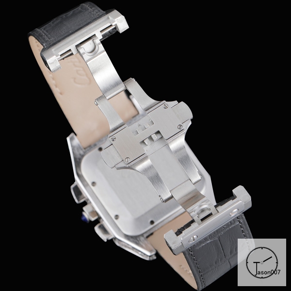 Cartier Santos 100 XL Full Diamond Stainless Case White Dial Bezel Quartz Movement Chronograph Function Leather Strap Womens Watch Fh5151736550