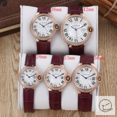 Cartier Ballon Bleu Luxury White Dial Diamond Bezel Case Quartz Battery Power Pink Leather Strap Womens Watch Fh11805336565