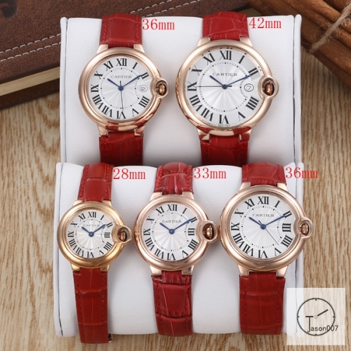 Cartier Ballon Bleu Luxury White Dial Rose Gold Case Quartz Battery Power Red Leather Strap Womens Watch Fh11735336505