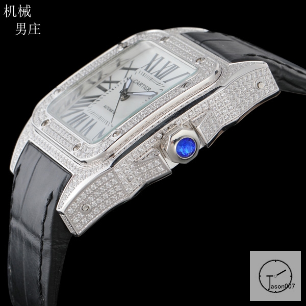 Cartier Santos 100 XL Diamond Case White Dial Automatic Mechincal Movement Leather Strap Womens Watch Fh5160236560