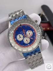 BREITLING New Navitimer Big Blue Dial Quartz Chronograph Stainless Steel Leather Rubber Strap Men's Watch BBWR221987543930