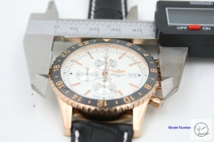 BREITLING Chronoliner Silver Dial Everose Case Ceramic Bezel Quartz Chronograph Leather Strap Men's Watch BBWR200713980