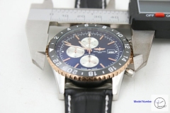 BREITLING Chronoliner Black Dial Two Tone Ceramic Bezel Quartz Chronograph Leather Strap Men's Watch BBWR200513980