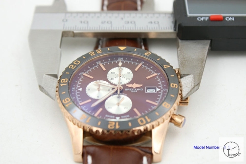 BREITLING Chronoliner Brown Dial Everose Case Ceramic Bezel Quartz Chronograph Leather Strap Men's Watch BBWR200613980