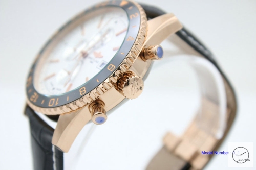 BREITLING Chronoliner Silver Dial Everose Case Ceramic Bezel Quartz Chronograph Leather Strap Men's Watch BBWR200713980