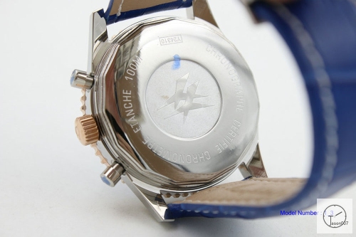 BREITLING Chronoliner Blue Dial Quartz Chronograph Leather Strap Men's Watch BBWR200113980