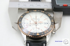 BREITLING Chronoliner Silver Dial Ceramic Bezel Quartz Chronograph Leather Strap Men's Watch BBWR200313980