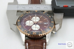 BREITLING Chronoliner Brown Dial Quartz Chronograph Leather Strap Men's Watch BBWR200213980