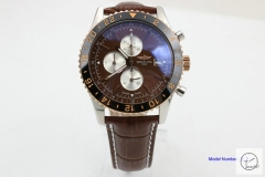 BREITLING Chronoliner Brown Dial Quartz Chronograph Leather Strap Men's Watch BBWR200213980