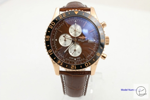 BREITLING Chronoliner Brown Dial Everose Case Ceramic Bezel Quartz Chronograph Leather Strap Men's Watch BBWR200613980