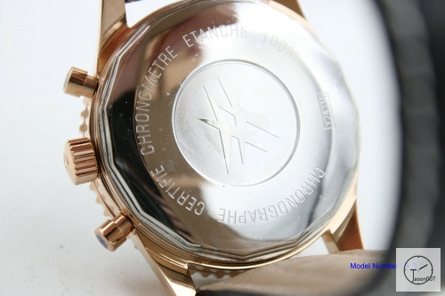 BREITLING Chronoliner Silver Dial Everose Case Ceramic Bezel Quartz Chronograph Leather Strap Men's Watch BBWR200713980