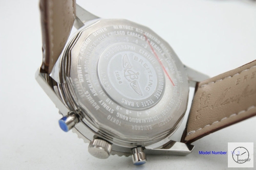 BREITLING Navitimer Gmt Silver Dial Steel Quartz Chronograph Leather Strap Men's Watch BBWR2214933970