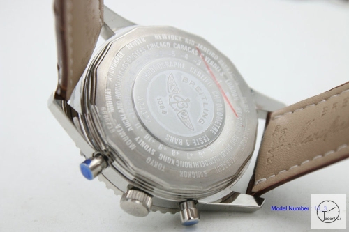 BREITLING Navitimer Gmt Silver Dial Steel Quartz Chronograph Leather Strap Men's Watch BBWR2214933970
