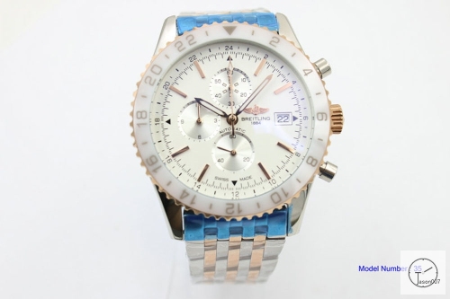 BREITLING Chronoliner White Dial Steel Case Ceramic Bezel Quartz Chronograph Stainless Steel Strap Men's Watch BBWR201343980