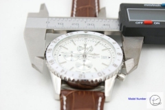 BREITLING Chronoliner White Dial Steel Case Ceramic Bezel Quartz Chronograph Leather Strap Men's Watch BBWR201333980