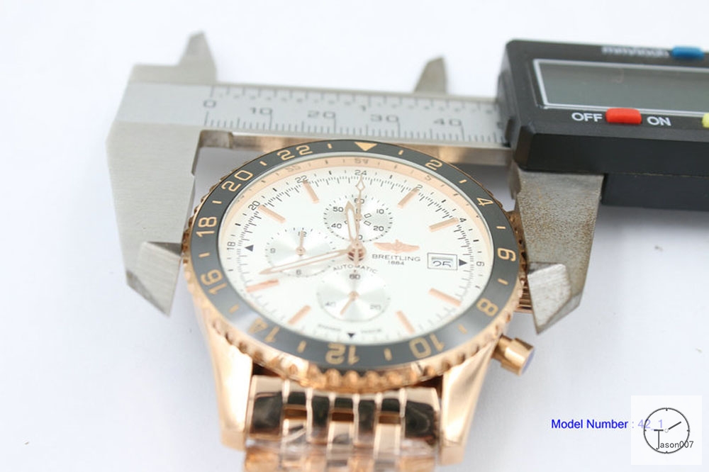 BREITLING Chronoliner White Dial Everose Case Ceramic Bezel Quartz Chronograph Stainless Steel Strap Men's Watch BBWR201423980