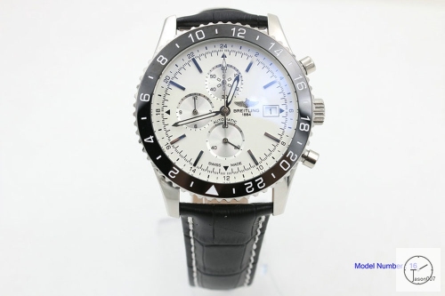 BREITLING Chronoliner White Dial Steel Case Ceramic Bezel Quartz Chronograph Leather Strap Men's Watch BBWR201323980