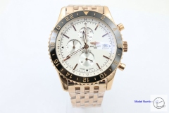 BREITLING Chronoliner White Dial Everose Case Ceramic Bezel Quartz Chronograph Stainless Steel Strap Men's Watch BBWR201423980
