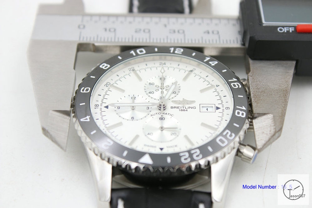 BREITLING Chronoliner White Dial Steel Case Ceramic Bezel Quartz Chronograph Leather Strap Men's Watch BBWR201323980