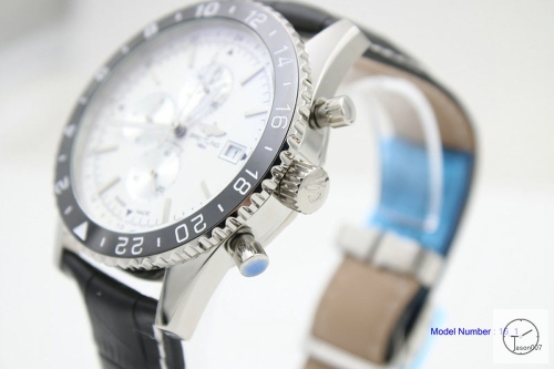 BREITLING Chronoliner White Dial Steel Case Ceramic Bezel Quartz Chronograph Leather Strap Men's Watch BBWR201323980