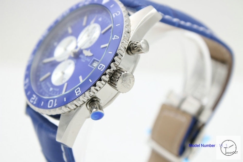 BREITLING Chronoliner Navy Blue Dial Steel Case Ceramic Bezel Quartz Chronograph Leather Strap Men's Watch BBWR201213980