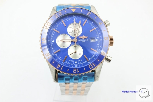 BREITLING Chronoliner Blue Dial Steel Case Ceramic Bezel Quartz Chronograph Stainless Steel Strap Men's Watch BBWR201363980