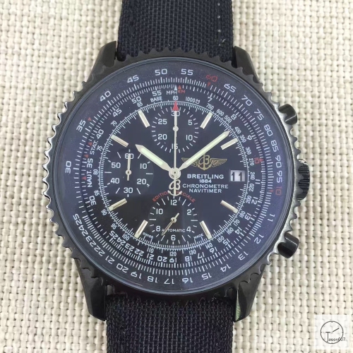 BREITLING Navitimer GMT Big Dial Quartz Chronograph Stainless Steel Leather Strap Men's Watch BBWR221937543970