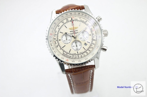 BREITLING Navitimer Silver Dial Quartz Chronograph Brown Leather Strap Men's Watch BBWR2216133930